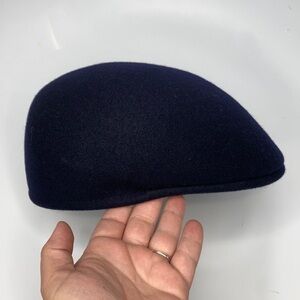 100% wool felt classic hat navy blue made in Czech Republic size large‎